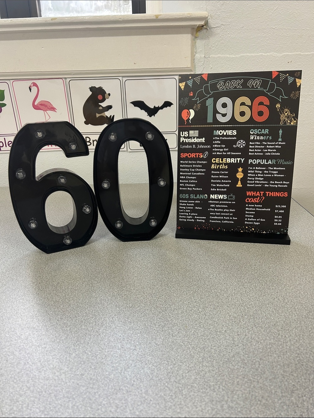 8 1/2” tall LED Marquee Number Decoration - Black -